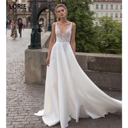 LORIE Boho Lace Wedding Dress Sexy V Neck Bride Dresses Vestido de novia Bride Gowns
