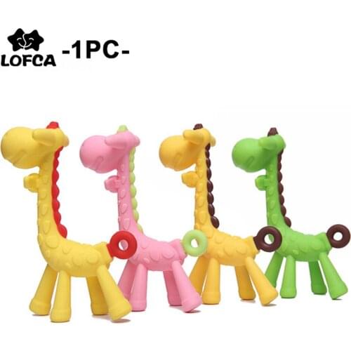 1PC Giraffe Silicone Teether Toys Silicone Beads Soft teether DIY Baby Teething Necklace Accessories Infant Chew Toys Giraffe Ba