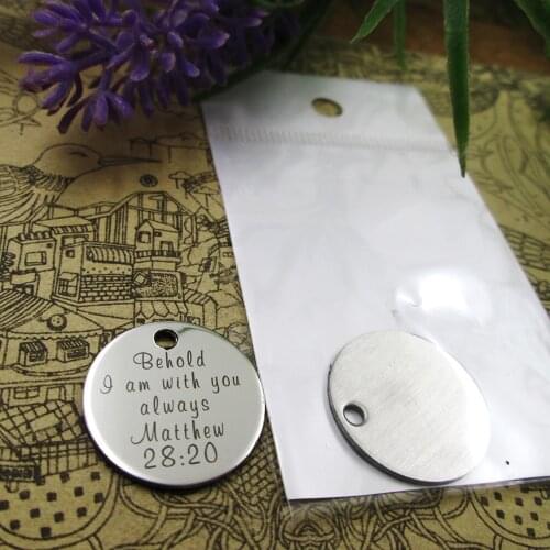 10pcs--"Behold I am with you Matthew 28:20"stainless steel charms more style for choosing DIY Charms from Bible