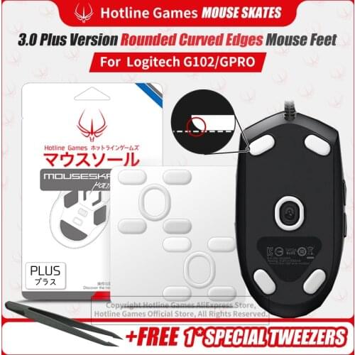 Hotline Games 3.0Plus Rounded Curved Edges Mouse Skates for Logitech G102 / G203 / G Pro Gaming Mouse feet pad Replacement,0.7mm