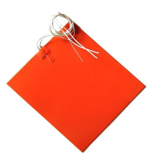 270*300*1.5mm 220v 550w silicone heat bed for 3d printer adhesive 1 side 100k thermistor 1000mm lead from middle of 270 side