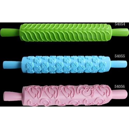 3PCS Plastic Rolling Pin Roller Kitchen Gift Dough Decorating Tool Patterns Baking Fondant Embossed Mold