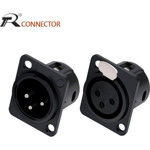 2Pcs XLR 3-pole Nickel-plated Male Plug Socket Female Audio Jack Panel Mount Socket Chassis XLR Microphone MIC Wire Connector