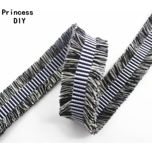 5m/Lot 25mm Grosgrain Polyester Webbing Black White Fringle Ribbon 1'' Decorated Tape Trimming DIY Bag Hair Bow Brooch Accessory