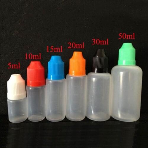 500pcs PE Plastic Dropper Bottle 5ml 10ml 15ml 20ml 30ml 50ml 60ml 100ml 120ml Empty Bottle with Childproof Cap for Nail Gel