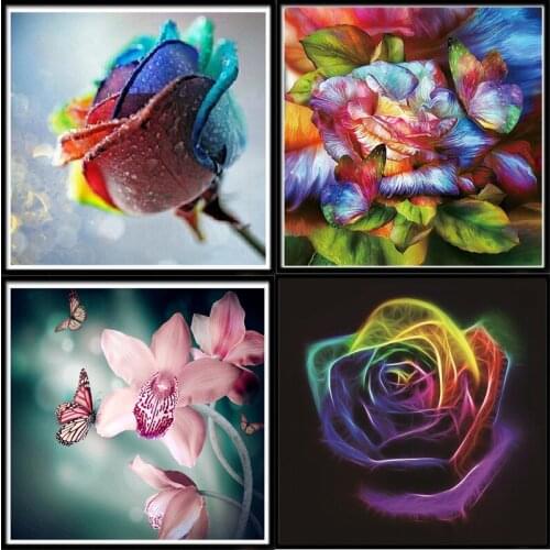 5D diamond painting rose flower multicolored diamond painting handmade inlaid childrens gifts home accessories wall decoration