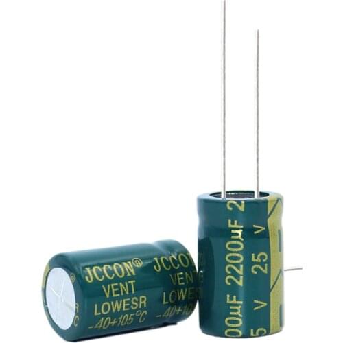10pcs High frequency low resistance aluminum electrolytic capacitor 25v2200UF 2200uf25v volume: 13x21