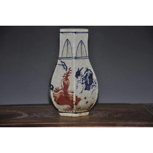 Antique ceramic porcelain red under glazed crackle vase for collection