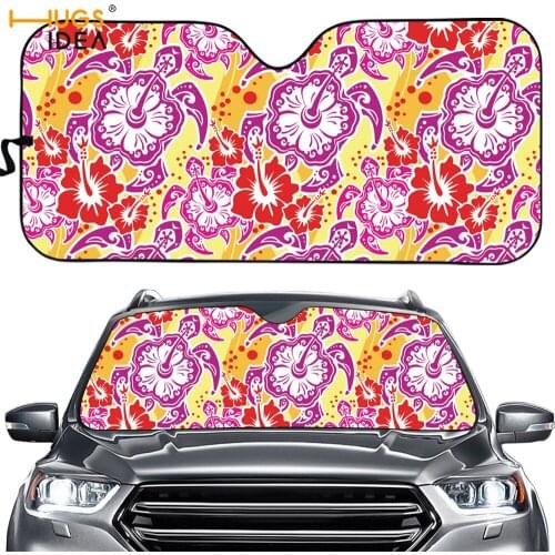 Car Windshield Anti-UV Car Window Shade Sea Turtle Floral Print Auto Front Sun Block Auto Rear Window Foldable Curtain