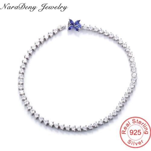 Pure 925 sterling Silver with Cubic Zirconia Stones Tennis Bracelet Plated Platinum Fashion Jewelry