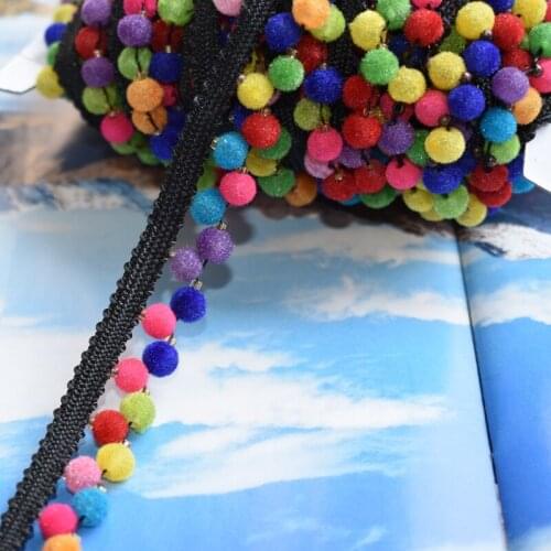 2CM colorful pom-pom ribbon lace DIY clothing wedding accessories handmade bead lace factory