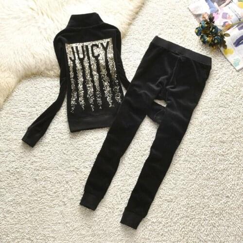 Juicy Lovers Brand Solid Womens Sports Suit Casual Tracksuits Sequin Striped Fashion Women Sportswear suit Black Grad Red Green