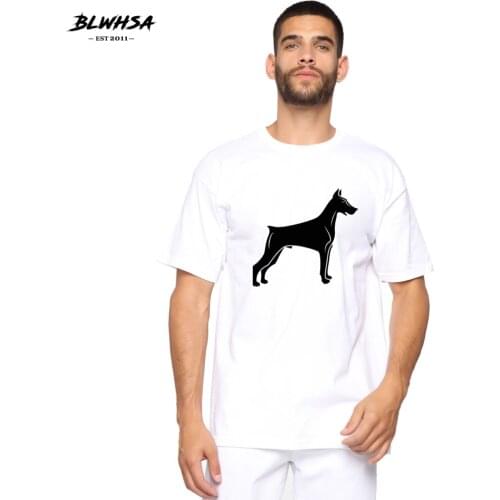 BLWHSH Doberman Dog Printed T Shirt Men Fashion Short Sleeve Cool T-shirt Animal Black Dog Printing Shirt Men Plus Tops Clothing