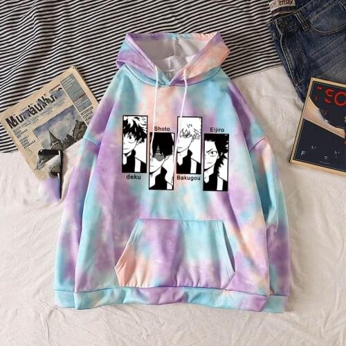 Harajuku My Hero Academia Unisex Hoodies Deku Bakugou Shoto Print Hooded Causal Streetwear Aesthetic Fashion Clothes Tops