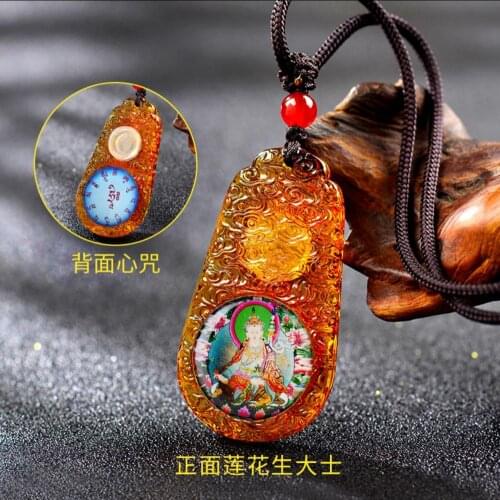 GOOD Asia Buddhism temple Guru Padmasambhava Crystal Buddha card pocket travel Amulet Effective protection Mascot Pendant Mantra