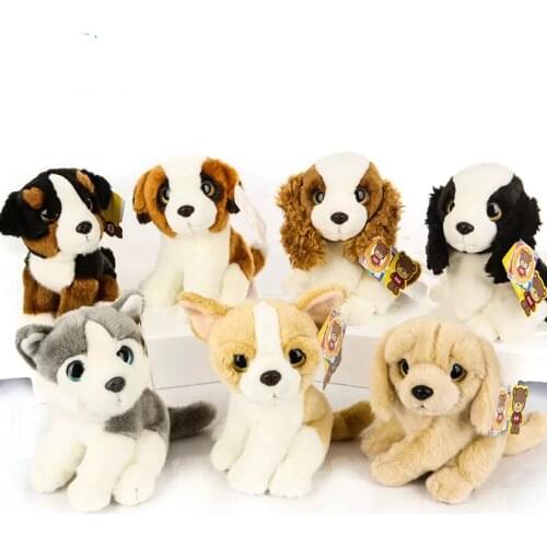 18CM Lifelike Big Eyes Dog Plush Toys Saint Bernard Chihuahua Husky Golden Retriever Plush Doll Cute Puppy Stuffed Toys For Kids