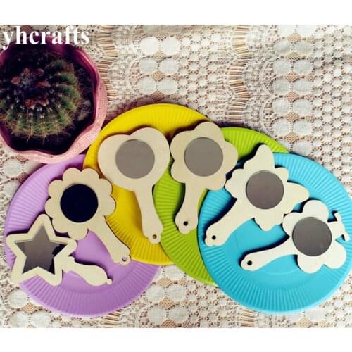 6PCS/LOT.Paint unfinished wood mirror Drawing toys Early learning educational toys Kindergarten arts and crafts Wholesale OEM