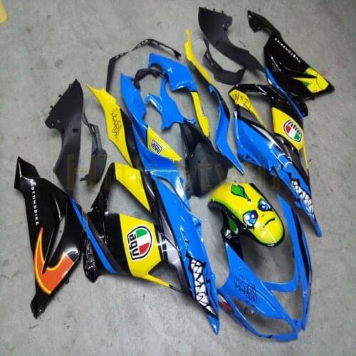 Custom Injection mold blue yellow motorcycle article ZX-6R 13-15 fairings for zx6r 2013 2015 ZX6R 636 M2