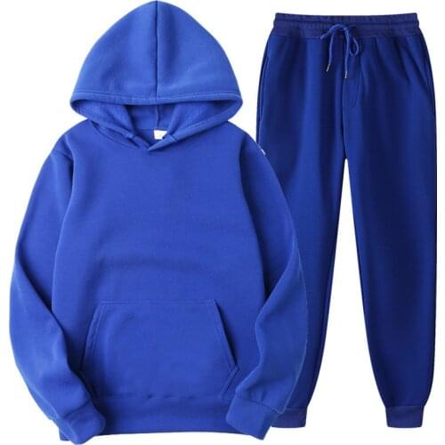 2 Pieces Suits Hoodies Jogger Men Women Winter Sportwear Sets Hooded Pants Hip Hop Sports Tracksuit Mens Clothing Large Sizes