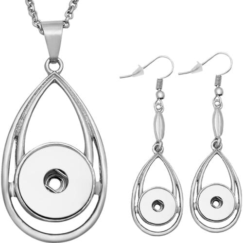 Fashion DJ0011 Simple Drop style Necklace&earings Jewelry snap necklace 65CM fit DIY 18MM&12MM snap buttons jewelry