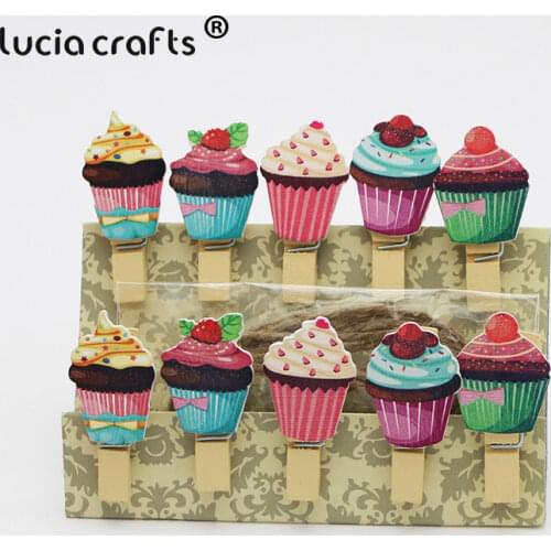 Lucia crafts Cartoon Wooden Clip Office Supplies Photo DIY Craft Postcard Decor Clips E1202