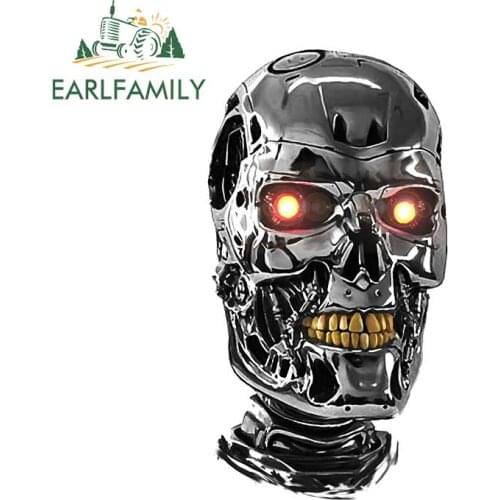 EARLFAMILY 13cm x 6.9cm for Terminator Head Fine SUV Car Stickers Waterproof Scratch-proof Sticker Bumper Decoration DIY Decal