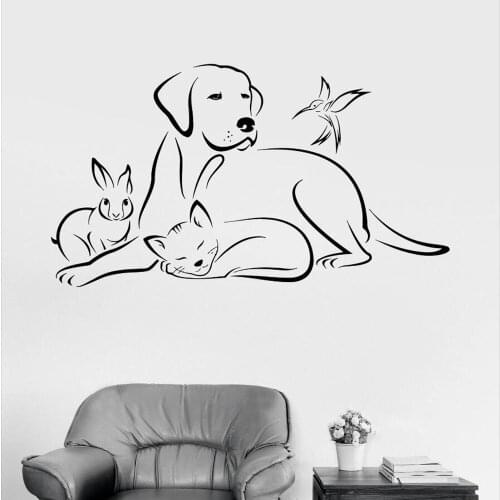 Pets Animals Dog Bird Cat Profile Wall Sticker for Living Room Veterinary Medicine Stickers Poster Window Decor Kids Room P143