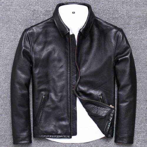 Head Layer Pure Cowhide Genuine 2020 Season Lapel Leisure Time Clothing Mens Loose Business Affairs Leather