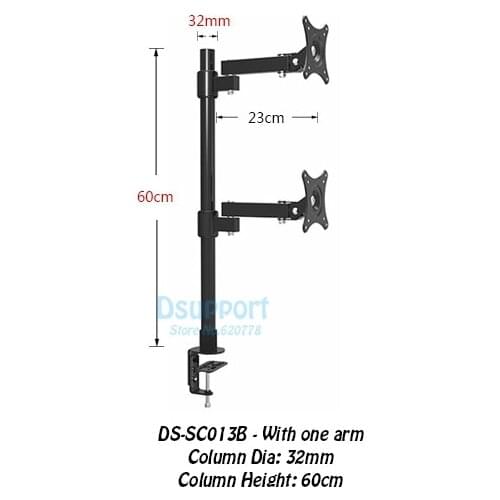 Desktop Clamping 13-27" Dual Screen Monitor Holder Long Arm Monitor Mount Retractable Rotation LCD TV Mount Rack Arm Base SC013