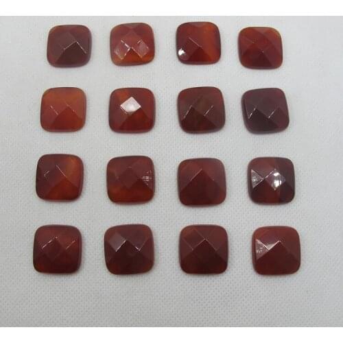 Natural Red Agat e Carnelian 20mm Faceted Square Gem stone Jewelry Cabochon Ring Face Necklace pendant 5pcs/lot
