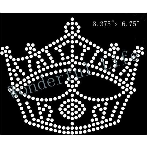 New product free shipping rhinestone hotfix motif transfer with white clear crystal stones for clothing in crowm image