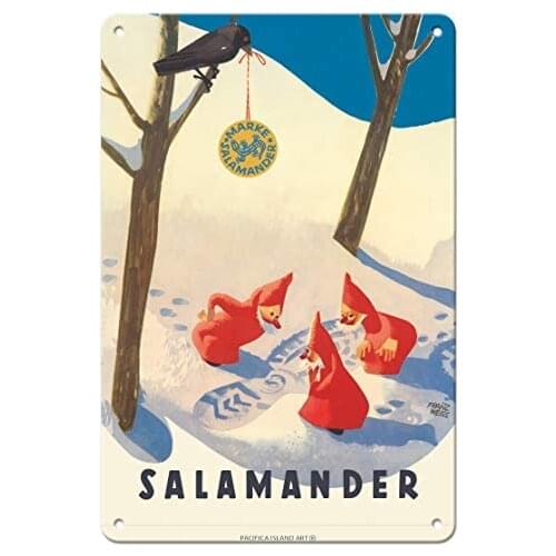 Salamander Shoes - Germany - 3 Gnomes - Advertising Poster by Franz Weiss c.1955- Metal Sign