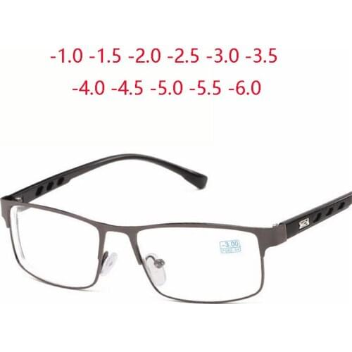 -1 -1.5 -2 -2.5 -3 -3.5 -4 To -6.0 Finished Myopia Glasses Women Men Retro Metal Frame Square Students Myopia Glasses For Unisex