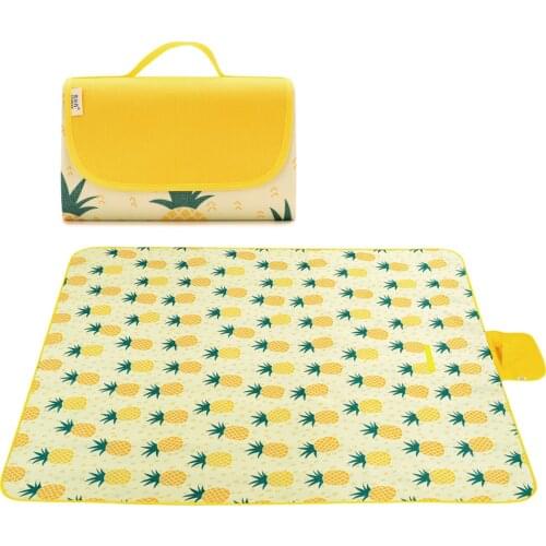 Outdoor Picnic Blanket Sandproof Waterproof Pineapple Beach Mat Folding Camping Mat Widened Beach Blanket Baby Multiplayer