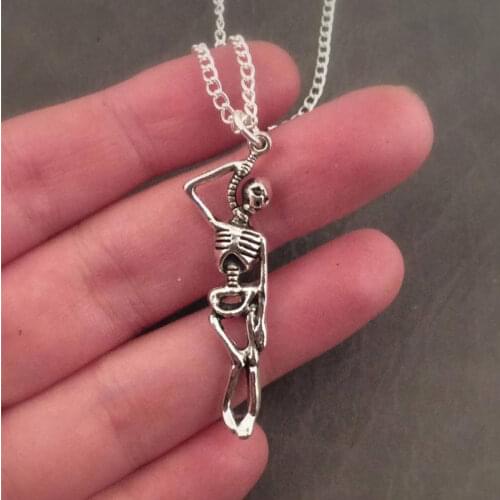 Skeleton Necklace, Hanging Skeleton Necklace, Party Necklace, Witch Costume, Zombie Costume, Gothic Necklace, Witch Neckalace