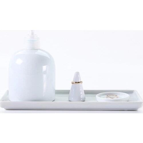 Rectangle Porcelain Trays Bathroom Ceramic Base Storage Trays Sanitary Storage Pallet Supplies Toothbrush Ceramic Base Holder