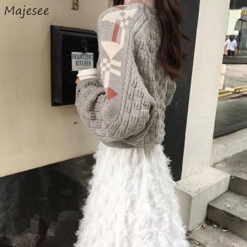 Pullovers Women Patchwork Loose O-neck Long Sleeve Knitted Sweaters Casual Korean Style Sweet Cute Trendy Lady Girls Autumn New