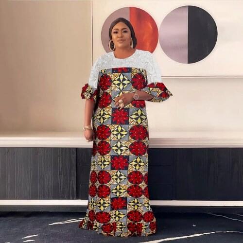 Plus Size Robe Boubou Africain Femme 2021 African Lace Wax Wedding Party Dress Women Outfit Dashiki Ankara Nigerian Clothes