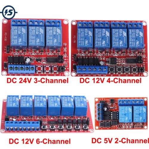 Relay Module High/Low Level Trigger Momentary/Self-locking/Interlock Control Mode DC 5V 12V 24V 2 3 4 6-Channel