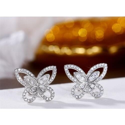 Huitan Fashion Womens Butterfly Stud Earrings Piercing Stylish Accessories Party Daily Wear Girls Earrings Fancy Gift Jewelry