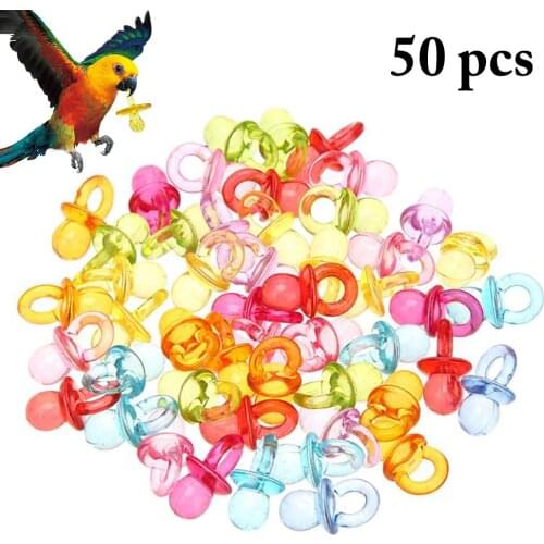 50pcs Colorful Bird Toys Acrylic Nipple Bite Chew Birds Training Supplies DIY Accessory Bird Chew Toy Pet Teething Toy Supplies