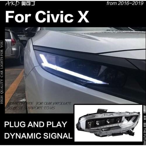 Car Styling for Honda Civic Headlights 2016-2019 New Civic LED Headlight LED DRL Head Lamp LED Low Beam High Beam Accessories