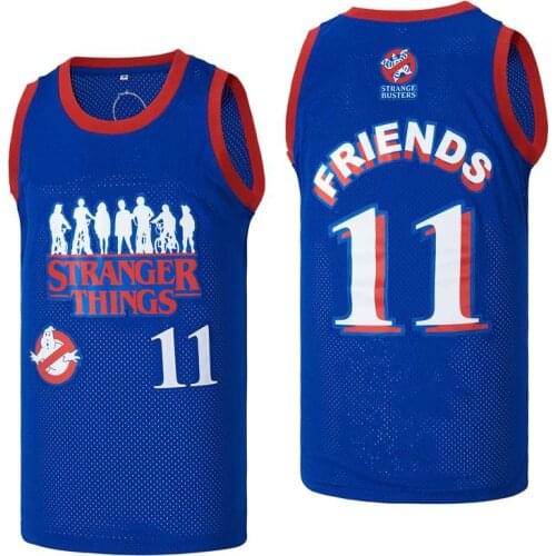 BG basketball jersey STRANGER THINGS Jerseys 11 FRIENDS Embroidery sewing printing Outdoor sportswear Hip-hop blue jerseys