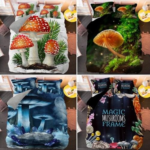 Magic Mushrooms Bedding Set Queen King Size Duvet Cover With Pillowcase 2/3 Pieces Bedclothes Customize