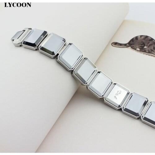 High quality 316L stainless steel with square grey crystal bracelets charming women bracelets great girls gift size changeable