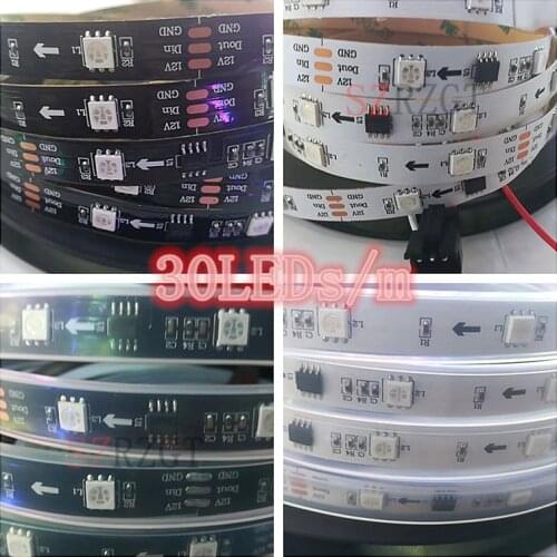 WS2811 5050 RGB LED Strip 1m/5M 150 300Leds Individual Addressable DC12V White/Black PCB, 2811 led strip Addressable Digital