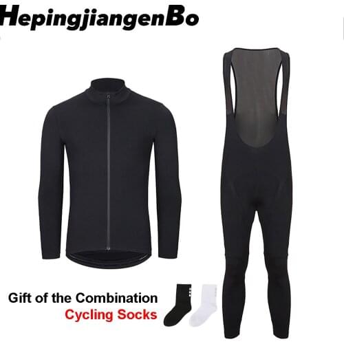 HepingjiangenBo Winter Warm Fleece Cycling Bib Mens Sports Cycling Pants Breathable Trousers For Road MTB Bicycle Pure Color