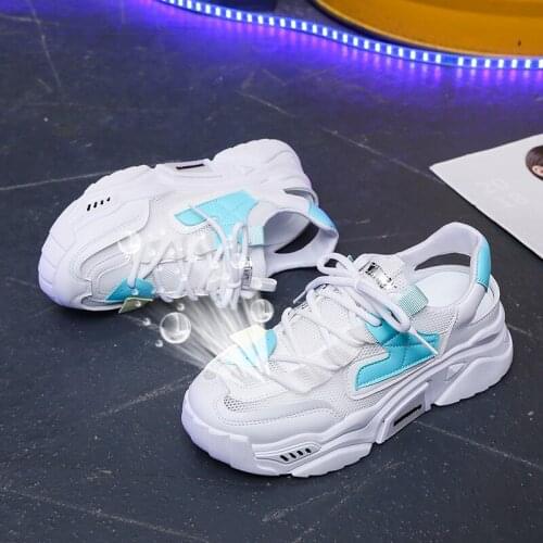 Fashion Womens Sports Shoes 2021 Breathable Mesh Running Casual Comfortable Vulcanize Shoes Woman Lace-Up Platform Sneakers