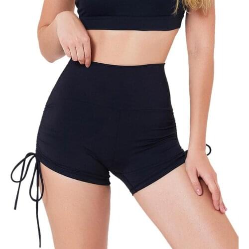 Womens Sports High Waist Shorts Athletic Gym Workout Fitness Yoga Adjutable Elastic Cord Leggings Athletic Breathable