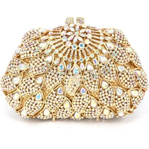 Women Evening Bags Ladies Natural Stone Clutch Bag Fashion Female Purses And Handbags A/B gold color bag With Chain 88411-B